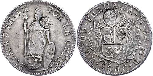 Guatemala 8 Real, 1839, MB, Lima, ... 
