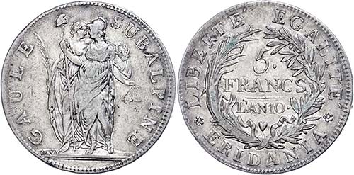 Italy Subalpine Republic, 5 Franc, ... 