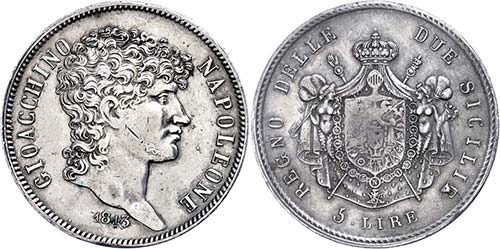 Italy Naples, 5 liras, 1813, ... 