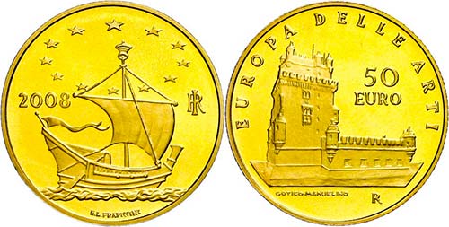 Italy 50 Euro, Gold, 2008, ... 