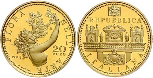 Italy 20 Euro, Gold, 2014, Flora ... 