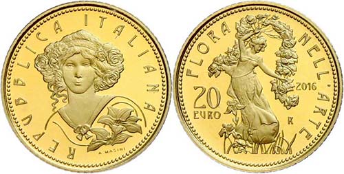 Italy 20 Euro, Gold, 2016, Flora ... 