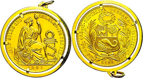 Peru 100 Soles, Gold, 1961, 42, 07 ... 