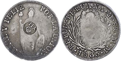 Philippines 8 Real, 1835, MM, ... 