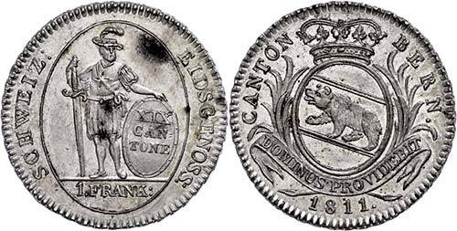 Switzerland Bern, 1 Franc, 1811, ... 