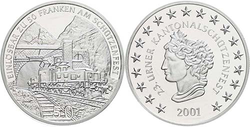 Switzerland 50 Franc, 2001, ... 