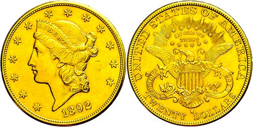 Coins USA 20 Dollars, Gold, 1892, ... 