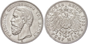 Baden 5 Mark, 1902, Friedrich I., ... 