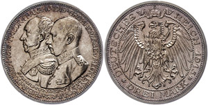 Mecklenburg-Schwerin 3 Mark, 1915, ... 