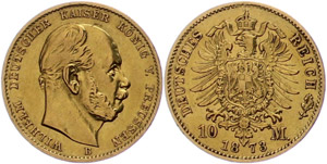 Preußen 10 Mark, Wilhelm I., Mzz ... 