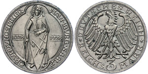 Münzen Weimar 3 Reichsmark,  1928 ... 