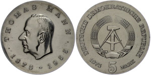 Münzen DDR 5 Mark, 1975, Mann, ... 