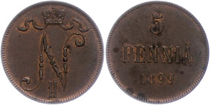 Finnland 5 Penniä, 1899, Nikolaus ... 