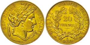 Frankreich 20 Francs, 1850, 2. ... 