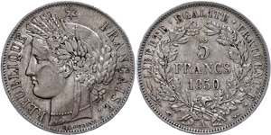 France 5 Franc, 1850, II. ... 