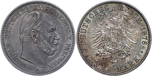 Preußen 2 Mark, 1876, A, Wilhelm ... 