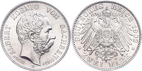 Saxony 2 Mark, 1902, Albert on his ... 