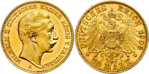 Prussia 20 Mark 1906, Wilhelm II., ... 