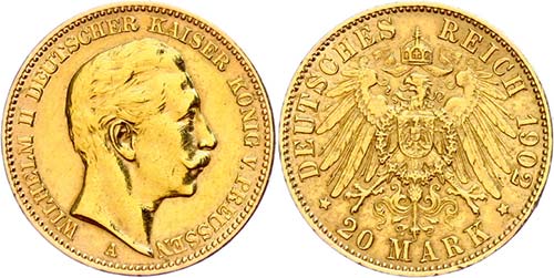 Prussia 20 Mark, 1902, Wilhelm ... 