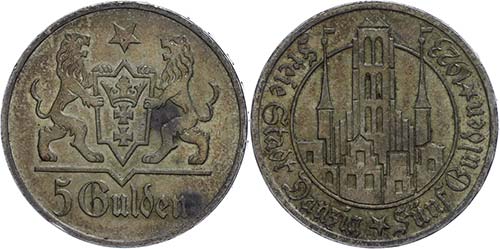 Coins German Areas 5 Guilder, ... 