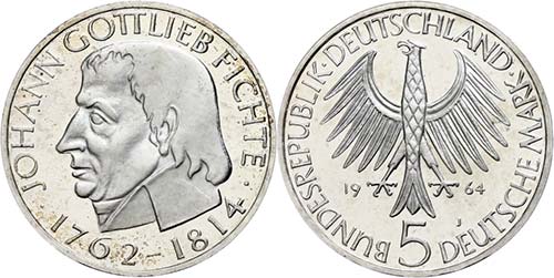Münzen Bund ab 1946 5 Mark, 1964, ... 