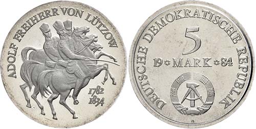 Münzen DDR 5 Mark, 1984, Lützow, ... 