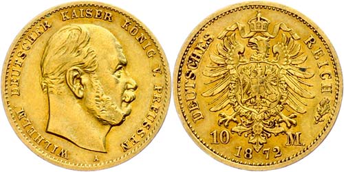 Prussia 10 Mark, 1872, Wilhelm I., ... 