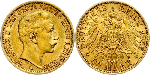 Prussia 20 Mark, 1906, Wilhelm ... 