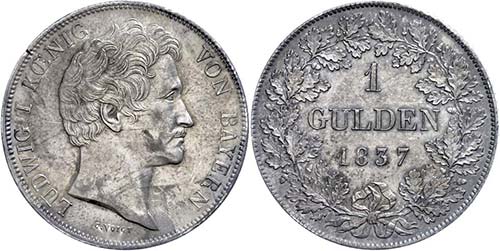 Bayern Gulden, 1837, Ludwig I., ... 
