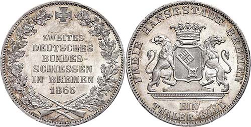 Bremen Thaler, 1865, 2. Federal ... 