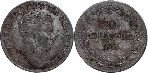 Württemberg 20 Kreuzer, 1818, ... 