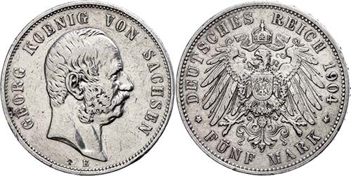 Saxony 5 Mark, 1903, Georg, small ... 