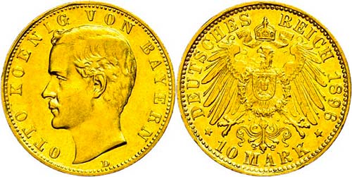 Bayern 10 Mark, 1896, Otto, ... 