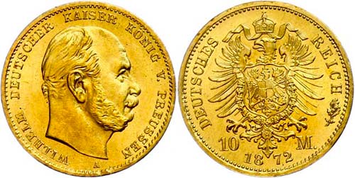 Prussia 10 Mark, 1872, Wilhelm I., ... 