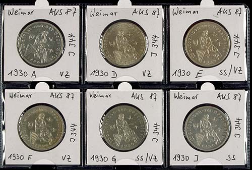Coins Weimar Republic 6 x 3 ... 
