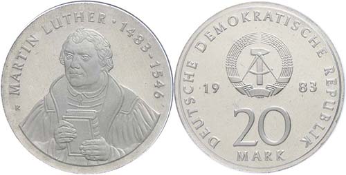 Münzen DDR 20 Mark, 1983, Martin ... 