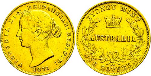 Australien Sovereign, Gold, 1870, ... 