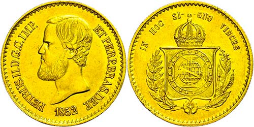 Brasilien 20 000 Reis, Gold, 1852, ... 