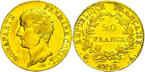 France 20 Franc, Gold, at 12 (1803 ... 