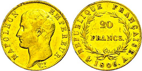 France 20 Franc, Gold, 1806, A, ... 