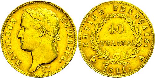 France 40 Franc, Gold, 1811, ... 