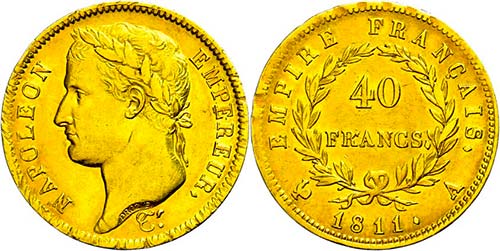 France 40 Franc, Gold, 1811, ... 