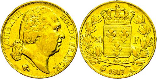 France 20 Franc, Gold, 1817, ... 
