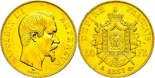 France 50 Franc, Gold, 1857, A, ... 