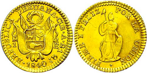 Peru 1 escudo, Gold, 1840, Cuzco, ... 