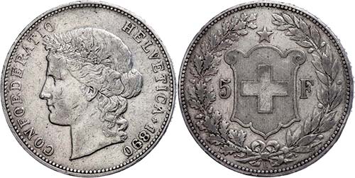 Schweiz 1890, 5 Franken, Bern, ... 