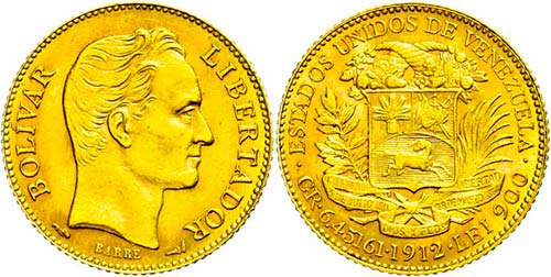 Venezuela 20 Bolivares, Gold, ... 
