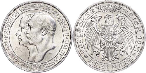 Prussia 3 Mark, 1911, 100 years ... 