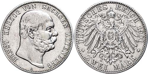 Saxony-Altenburg 2 Mark, 1901, ... 