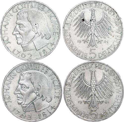 Federal coins after 1946 2 x 5 DM, ... 